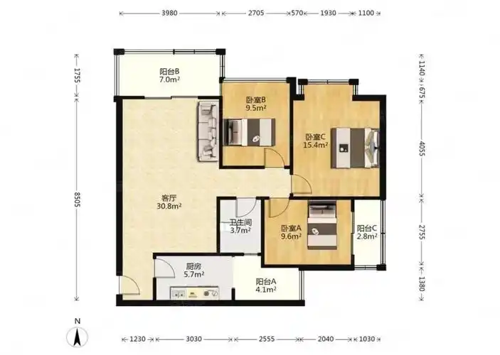 装修房套三单卫视野开阔户型方正地铁口旁