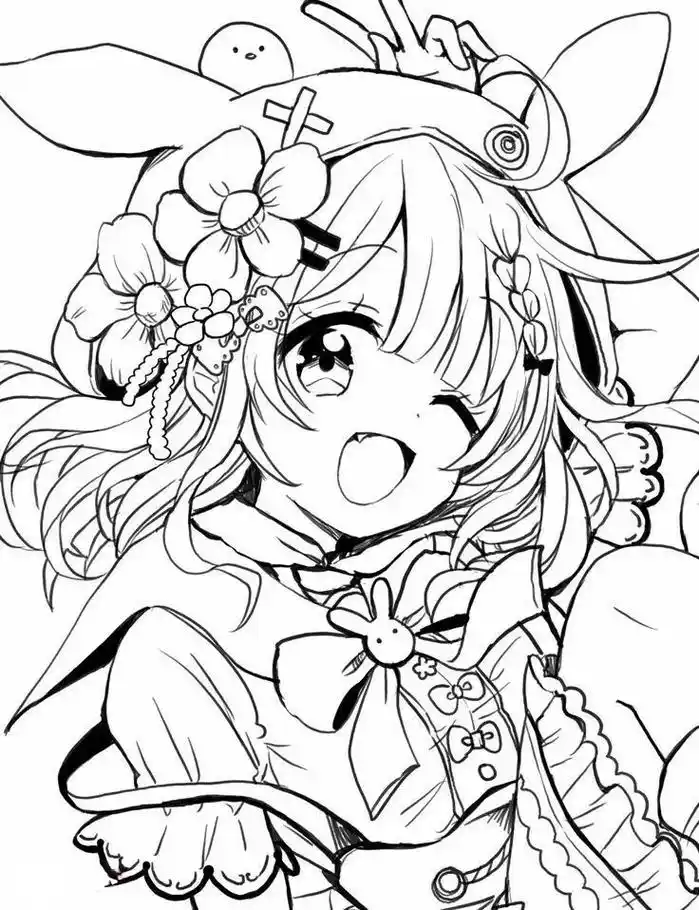 分享一组超可爱二次元,动漫女孩线稿