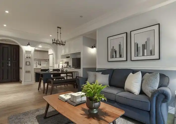 黄浦区翠湖天地嘉苑115平美式风格三室一厅装修效果图