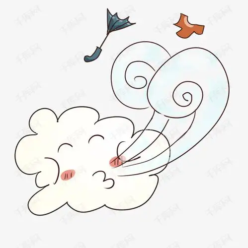 刮风天气气象插画