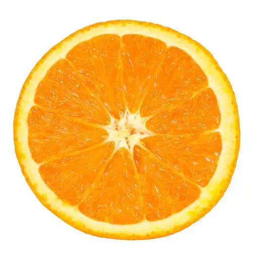 白底新鲜水果一个切开的橙子一半橙子