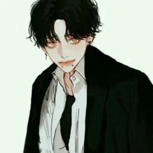 动漫男头黑发中分少年耳钉男痞痞的邪笑