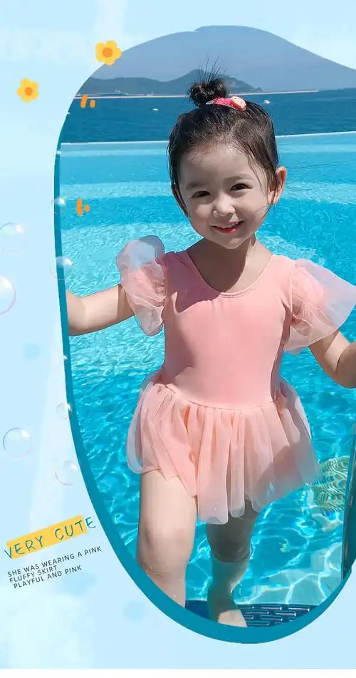 女童泡温泉泳衣2021新款儿童宝宝泳装可爱小女孩洋气公主连体泳衣