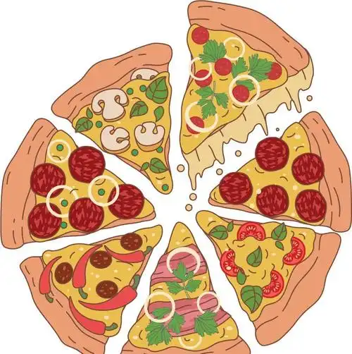 手绘美食披萨元素