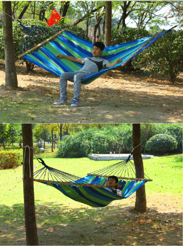 凹凸 加大号户外室内吊床单人带木棍头加厚帆布吊床秋千 at6717