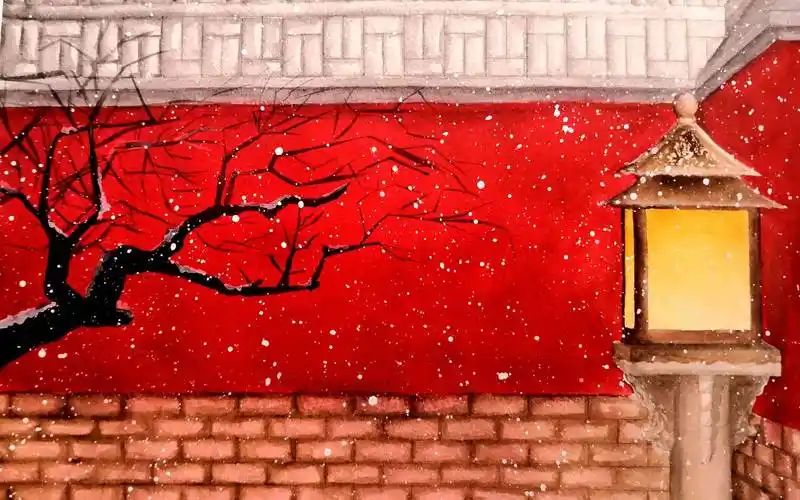 红宫墙里万重门丨viadons原创手绘古风建筑水彩画故宫宫墙