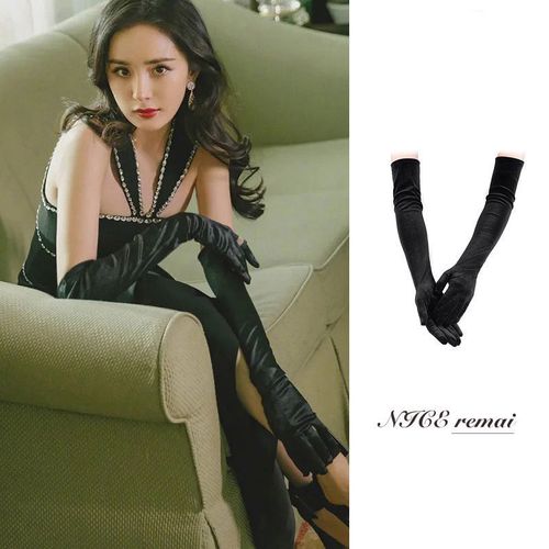 杨幂同款缎面手套女加长过肘赫本风晚礼服舞台表演晚宴配饰手臂套