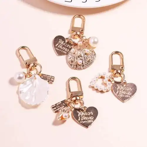 桃心贝壳钥匙扣挂件 可爱珍珠贝壳airpods挂饰创意小饰品挂饰挂件