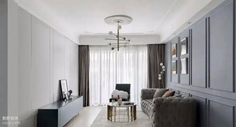 简约现代风,灰蓝色轻奢韵味之家_装修案例图_北京鹏辉装饰装修效果图