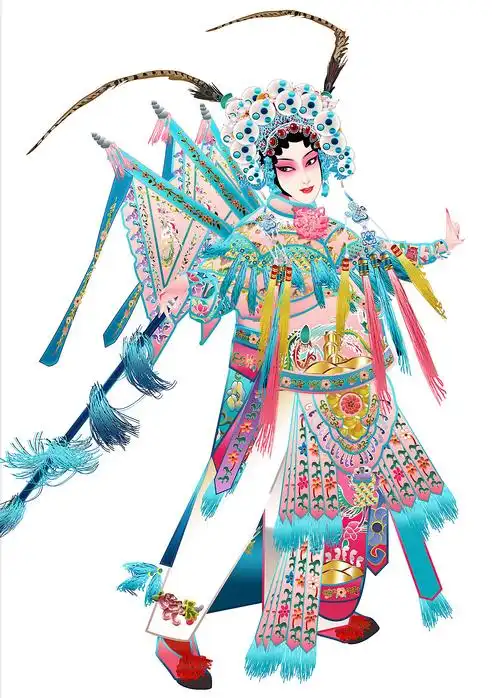 武旦刀马旦京剧人物矢量插图