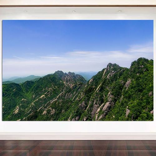 青山背靠大山高山山峰风景画镇宅招财风水画客厅卧室墙贴装饰自粘