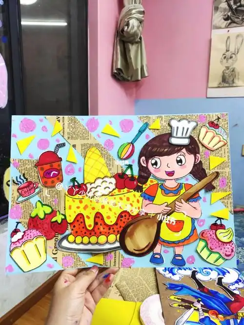 创意美术儿童画6-8岁课程甜品女孩