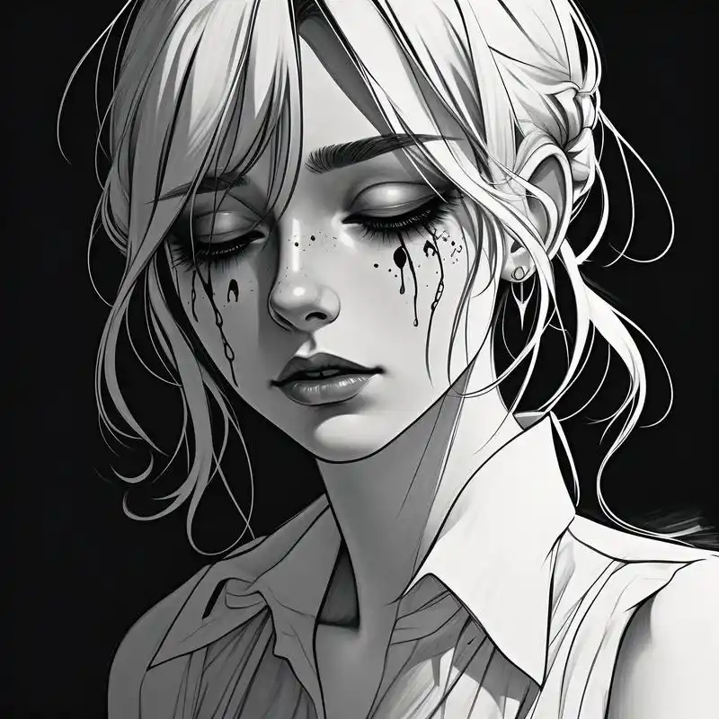 94伤感黑白素描头像集91 每一笔素描都藏着深深的情感,黑白之间