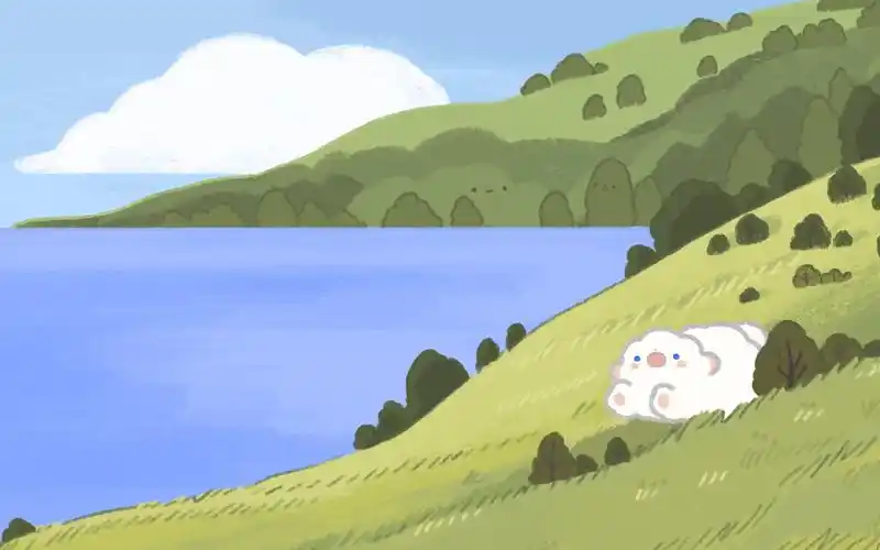 小清新绿色护眼手绘壁纸图片_卡通动漫_壁纸下载_美桌网