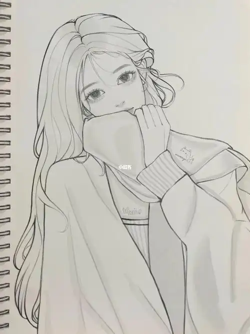 线稿练习女生线稿且听风吟静等花开