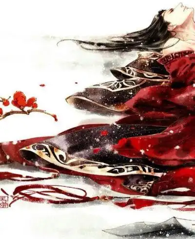 古风美男红衣白发