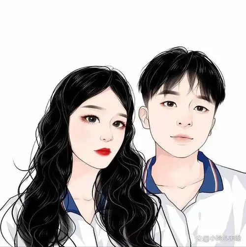 小玲儿手绘作品欣赏:情侣头像作为社交媒体上的热门话题之一,以其可爱