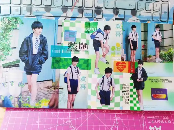 刘耀文追星拼贴手帐绿色清新小丸