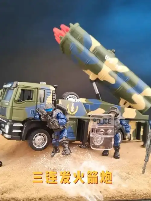 侧面支架可伸缩,迷彩车身好看又好玩 #导弹车   #男孩纸的玩具车