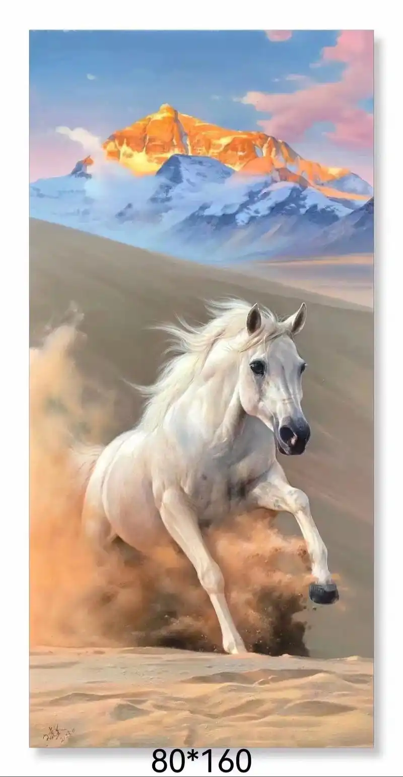 一马当先#油画 #纯手绘 #画一匹骏马 #骏马奔腾 #马到功 - 抖音