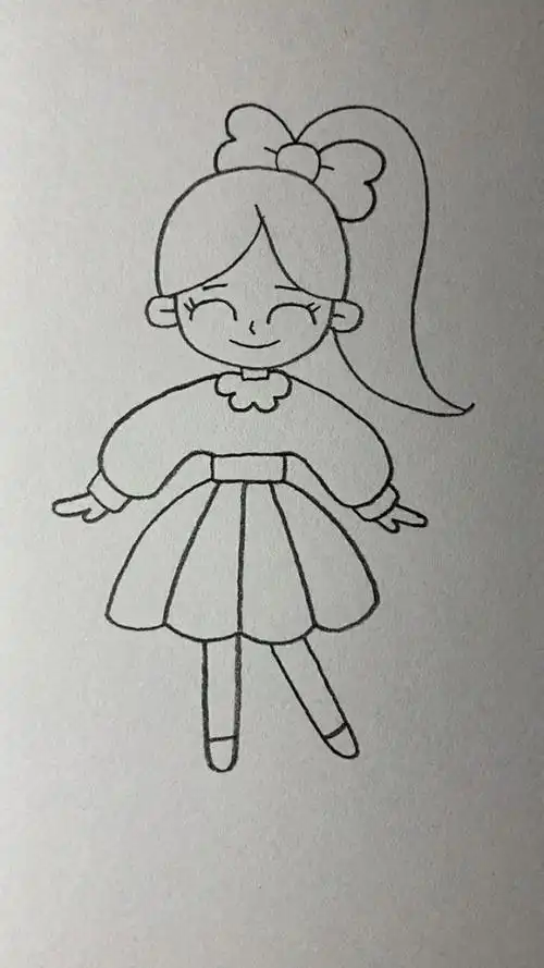 教大家简笔画小姑娘,非常的简单易学