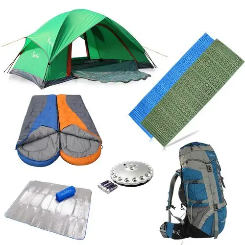 乐飞思双人户外露营装备套装 野外户外野营用品套餐 双层帐篷套餐
