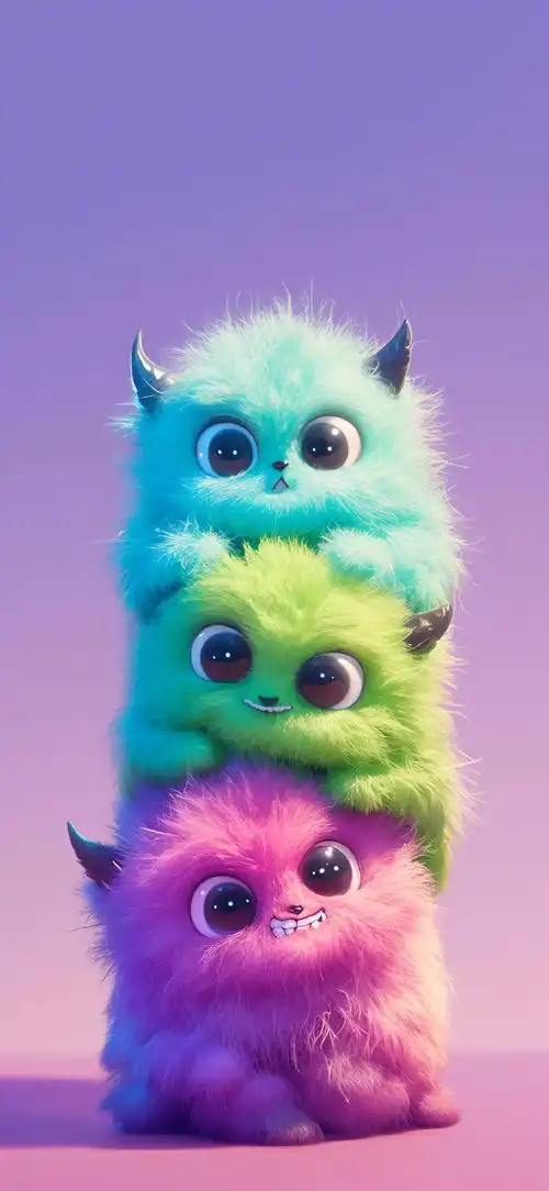 可爱毛茸茸的小怪兽壁纸#手机壁纸
