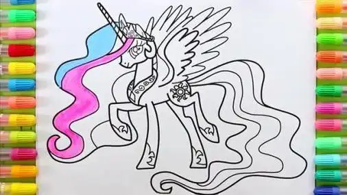 公主和独角兽卡通涂色简笔画小马宝莉动漫简笔画小马宝莉简笔画公主