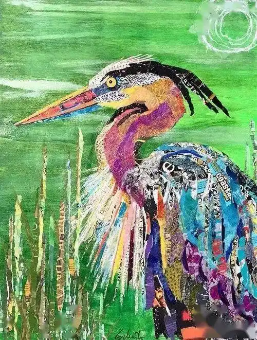 综合材料创作的魅力充满肌理感的拼贴画作品