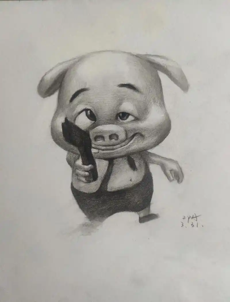 猪猪侠 #小呆呆 #小呆呆拿手枪 #素描  别动!bang - 抖音