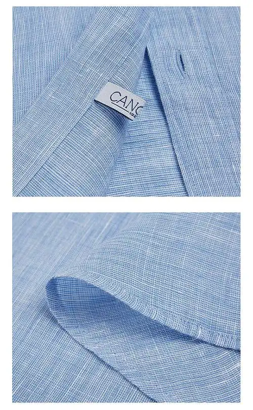 creations/柏品 意大利进口canclini亚麻时尚修身衬衣 男士短袖衬衫