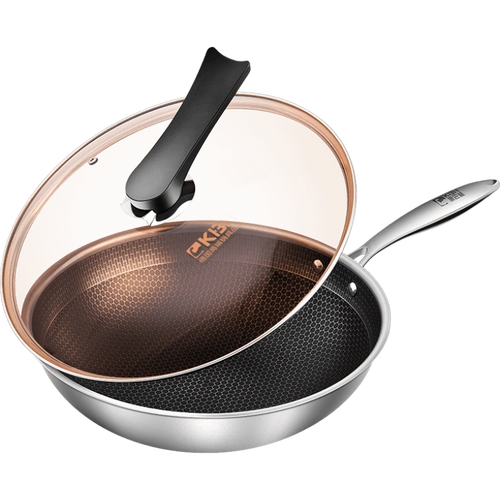 kbh康巴赫二代油烟蜂巢不锈钢两用炒锅32cm炒锅