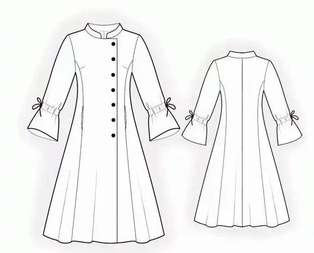 图集| 11款秋冬大衣的效果图 款式图 制版图