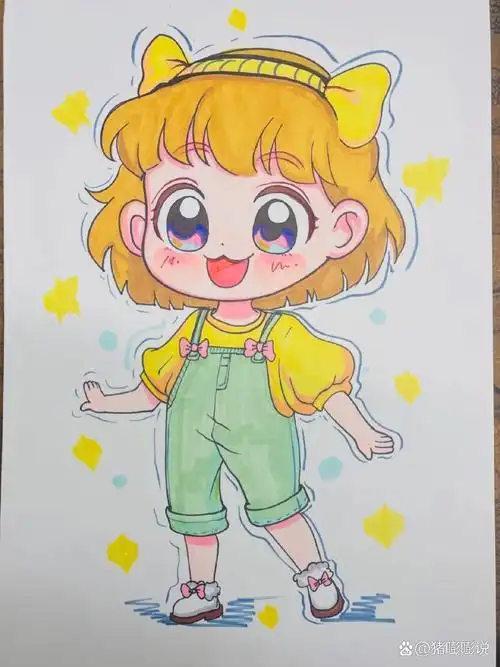 漫画入门——q版人物女孩 入门漫画临摹!两头身比例儿童入门漫画!