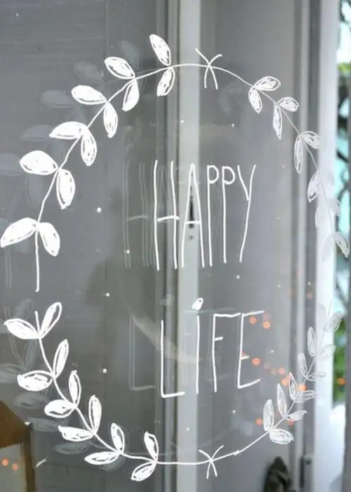 爱画画的女老师最美,玻璃窗彩绘