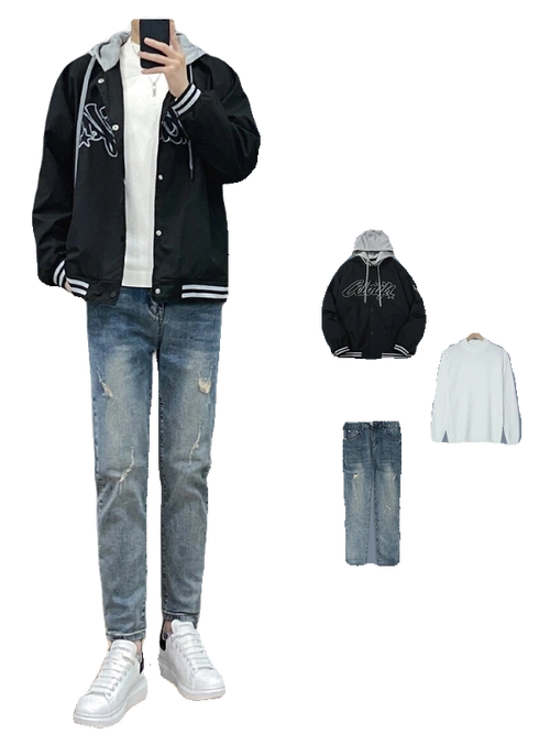 衣服春秋季穿搭牛仔外套男装工装外套男高级感套装2024新款男春季