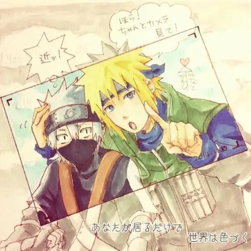 水门与卡卡西有爱大头贴 火影忍者