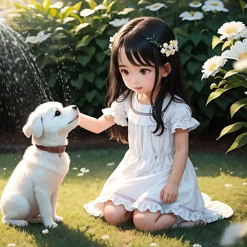 小女孩与小狗.童言,童真,童趣,开怀大笑,一切因童年变得分外 - 抖音