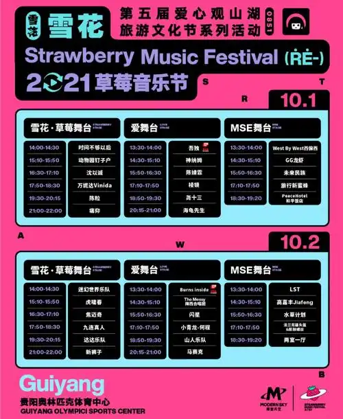 贵阳草莓音乐节2021时间门票票价阵容购票