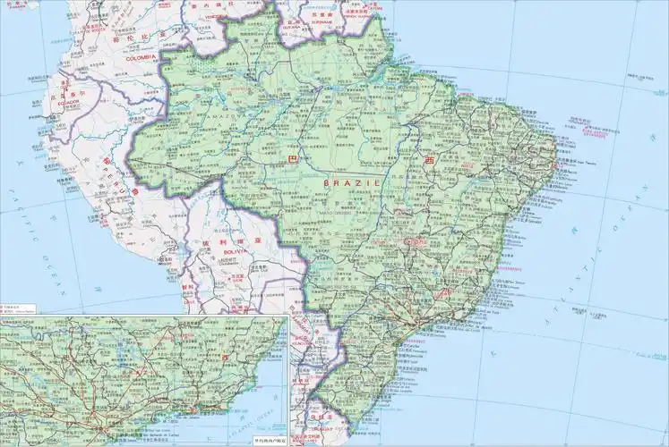 巴西地图中英文对照版全图