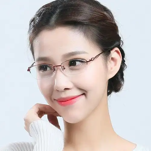 新款热卖 钛合金框架眼镜 优雅女式半框眼镜架 近视眼镜框1539