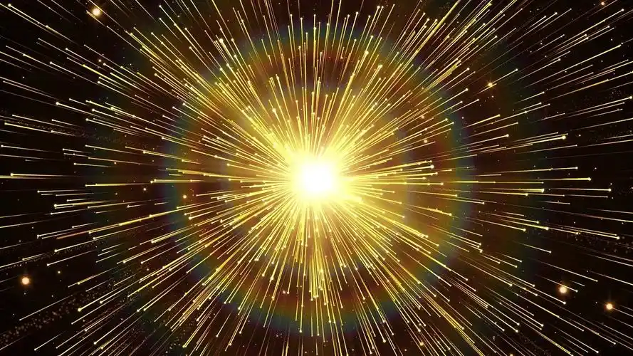 4k金色粒子光线佛光背景视频金色粒子背景