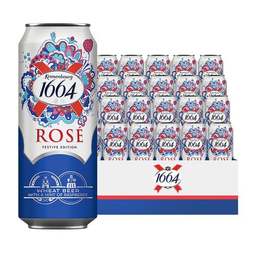 1664凯旋啤酒果味易拉罐组合装低度微醺女士果酒 1664桃红 500ml 24罐