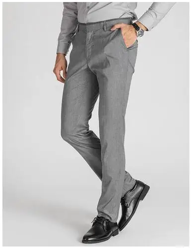 红豆集团旗下相思鸟xiangsiniao浅灰色亚麻灰高腰深档直筒男士西裤fk