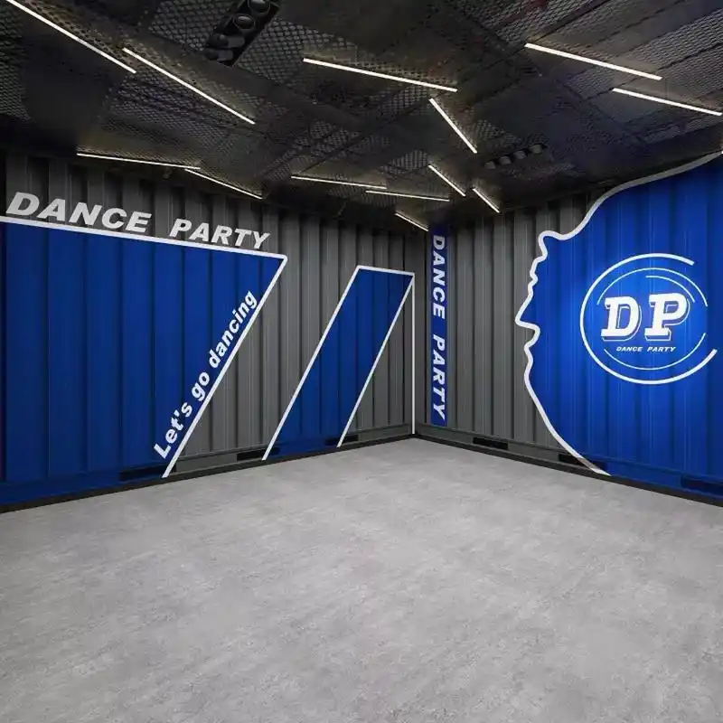 克莱因蓝潮牌集装箱壁纸男装服装直播间背景墙街舞舞蹈教室墙纸3 - 抖