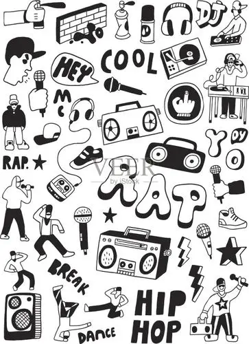 说唱,嘻哈涂鸦矢量图素材