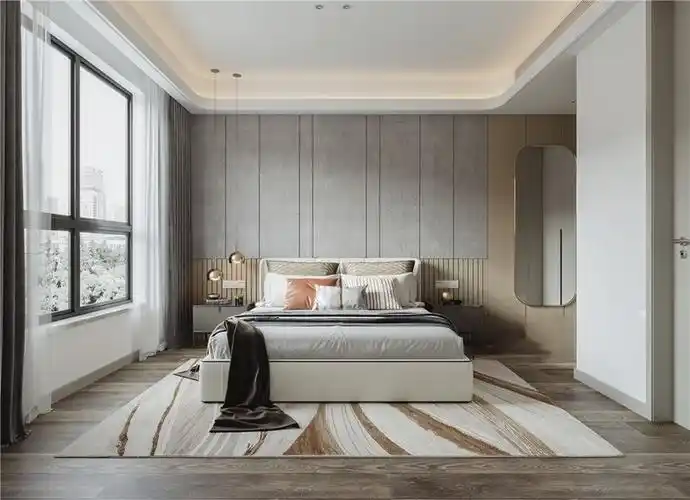 上海上海大名城紫金九号128平轻奢风格四居室卧室装修效果图