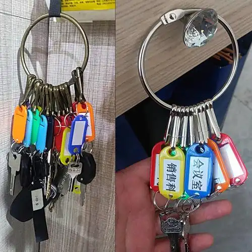 包租婆钥匙盘钥匙收纳包租婆金属圆盘带标记牌钥匙环大圈扣环钥匙扣圈