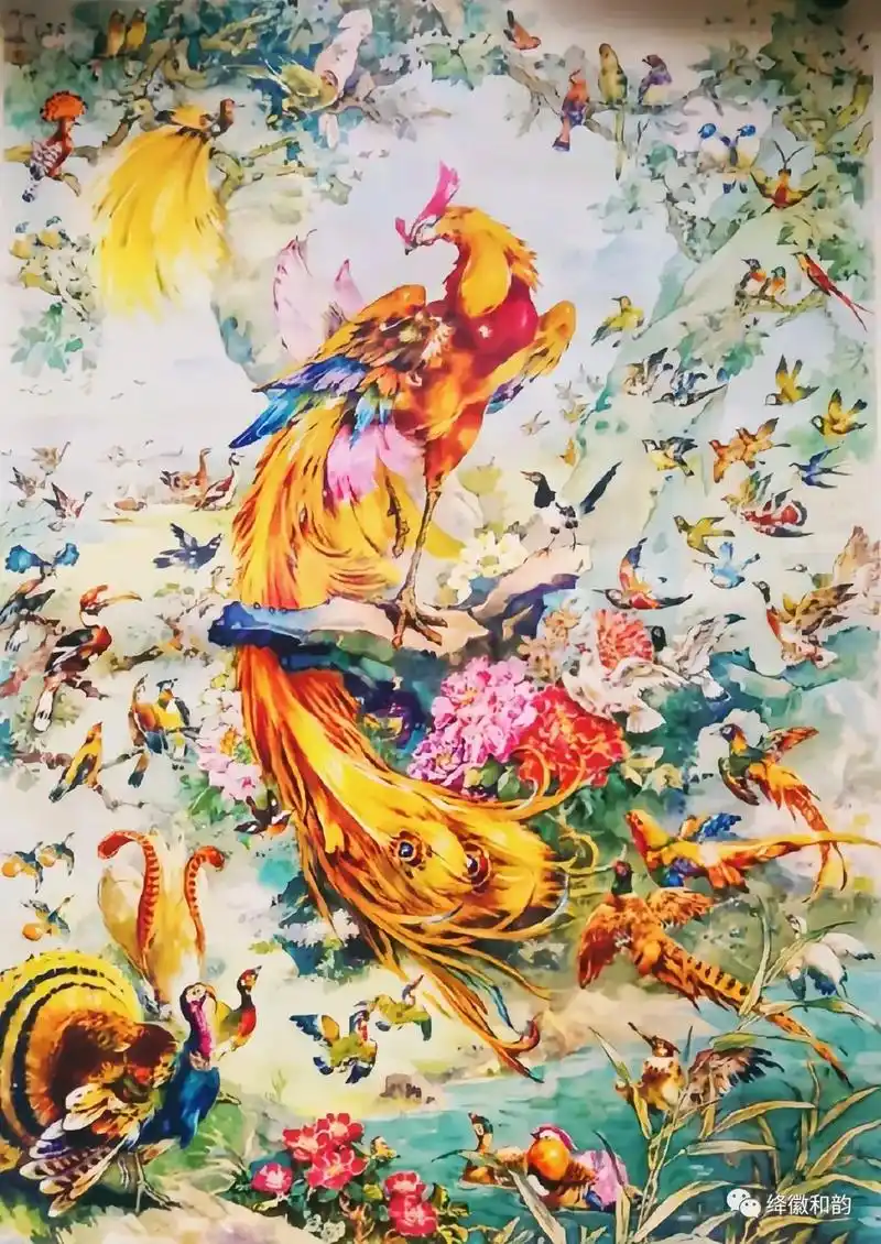 百鸟朝凤图:天生一只又-只,三四五六七八只.凤凰何少鸟何多, - 抖音