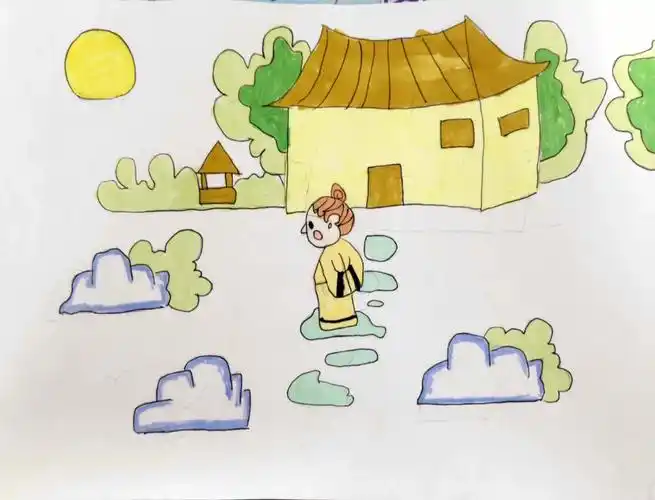 一年级语文特色作业静夜思古诗配画